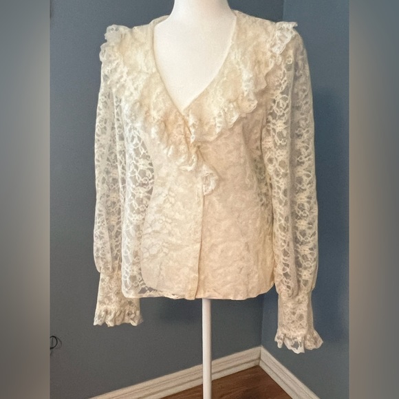 Alice Stuart Vintage Lace overlay blouse - Picture 1 of 13